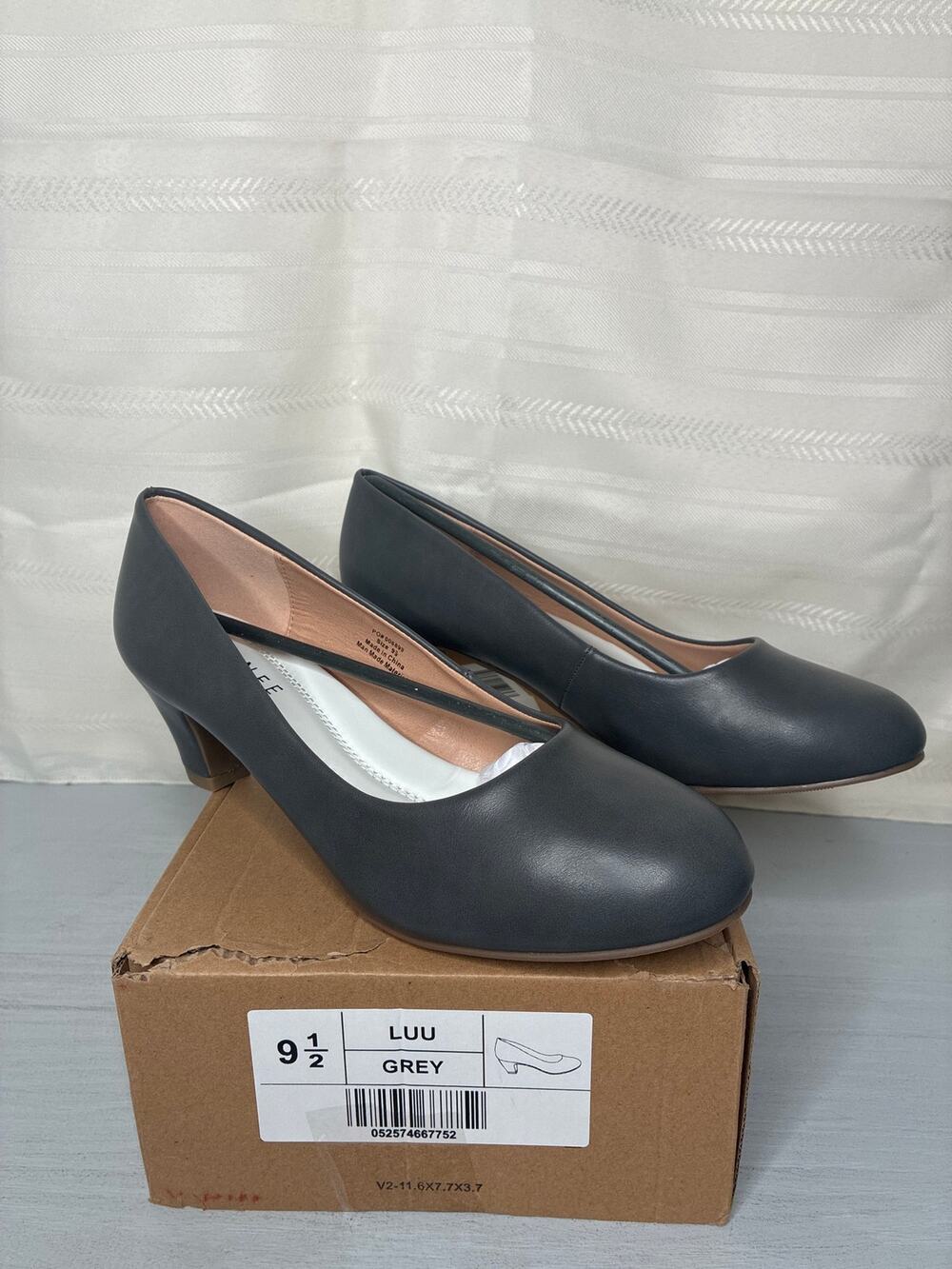 Journee Collection Luu Round Toe Block Heel Pumps Grey Womens Size 9.5